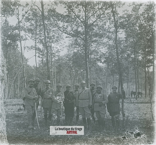 Soldats, Première Guerre Mondiale, plaque verre photo ancienne stéréo 6x13 cm