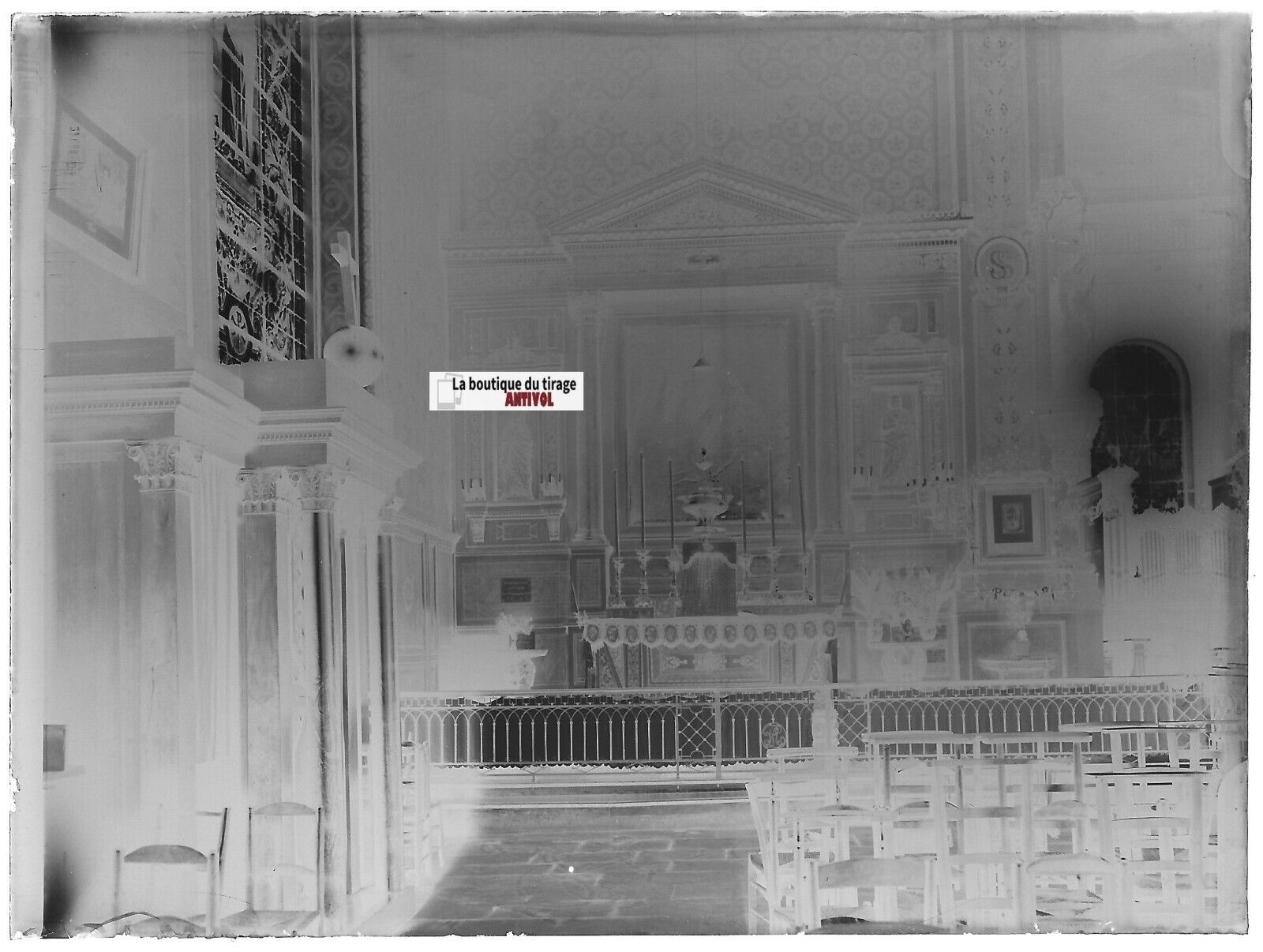 Rennes, église Saint-Etienne, Plaque verre photo, négatif noir & blanc 9x12 cm