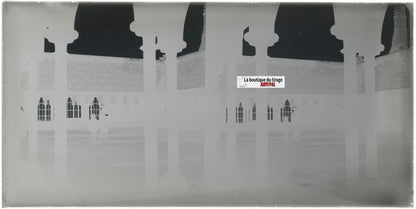 Cloître Mont-Saint-Michel, stéréoscopie, photo plaque verre, négatif 9x18 cm