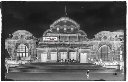 Plaque verre ancienne photo négatif noir & blanc 9x14 cm, Vichy Allier, casino