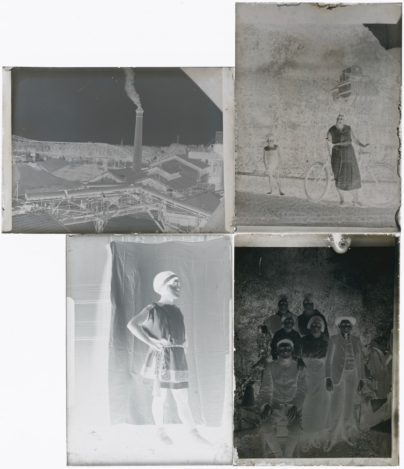 Vélo promenade, Pyrénées, photos vintage plaque verre, lot de 10 négatifs 6x9 cm