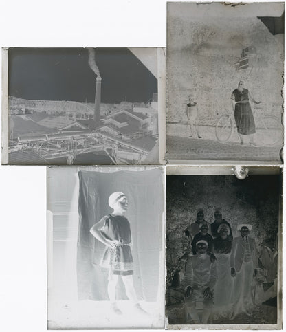 Vélo promenade, Pyrénées, photos vintage plaque verre, lot de 10 négatifs 6x9 cm