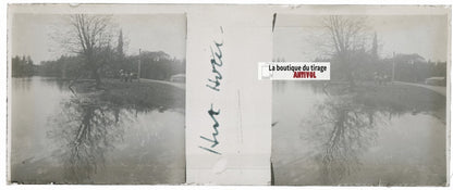 Voyage en Angleterre, Plaque verre stéréo, positif noir & blanc 4,5x10,7 cm