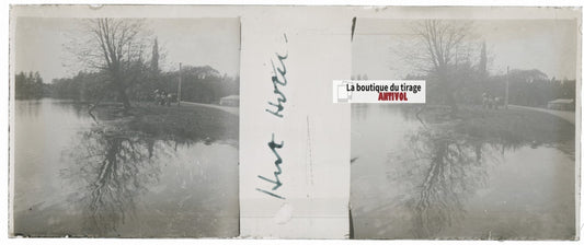 Voyage en Angleterre, Plaque verre stéréo, positif noir & blanc 4,5x10,7 cm