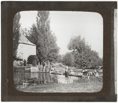 Guémené-Penfao, moulin, photo ancienne plaque de verre, positif 8,5x10 cm
