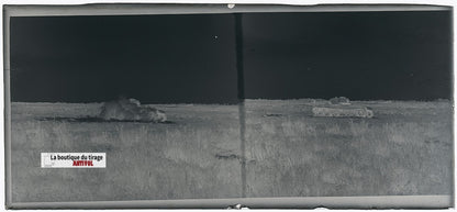 Camp du Ruchard, char, plaque verre, photo ancienne, négatif N&B 6x13 cm