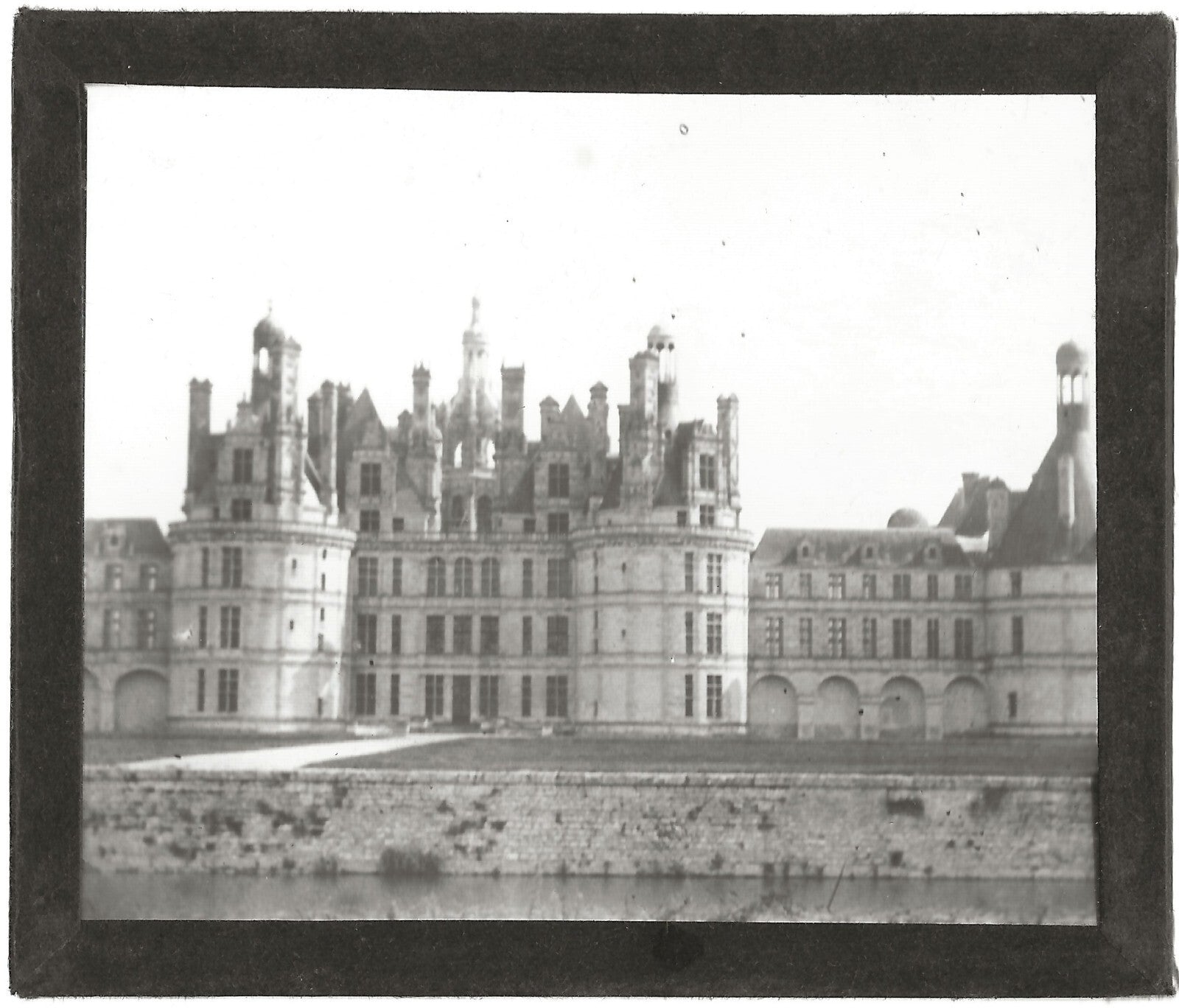Château de Chambord, photo ancienne plaque de verre, positif 8,5x10 cm