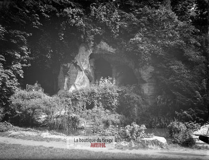 Grotte d’Apollon, Versailles, plaque verre, photo ancienne, négatif 9x12 cm
