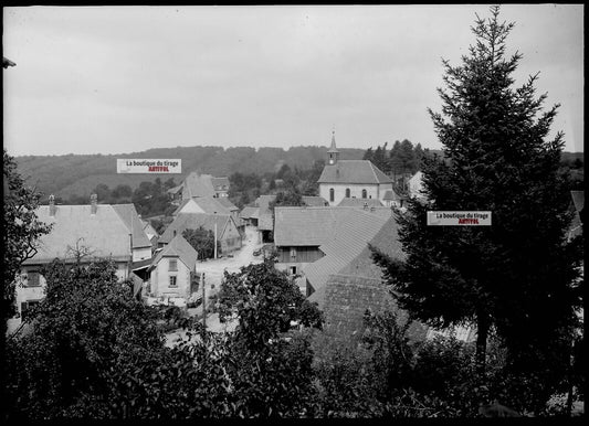 Plaque verre photo ancienne négatif noir et blanc 13x18 cm Brumath Fleischel