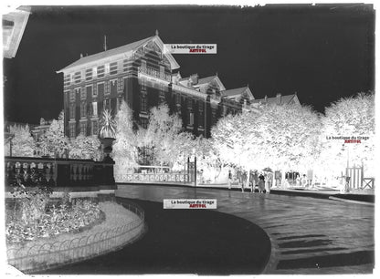 Plaque verre photo ancienne négatif noir et blanc 13x18 cm Vittel hôtel Suisse