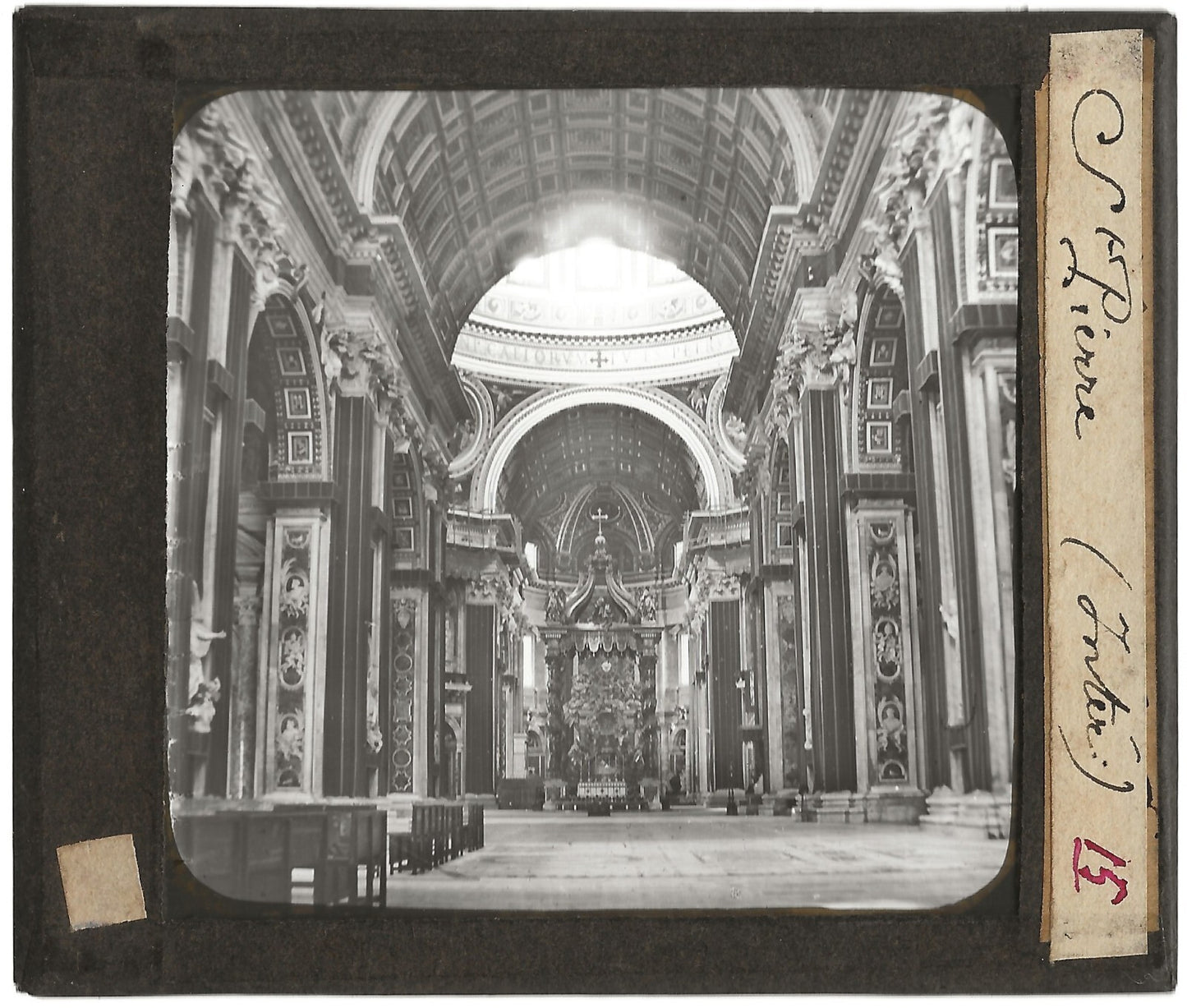 Basilique Saint-Pierre, Rome, Italie, photo plaque de verre, positif 8,5x10 cm