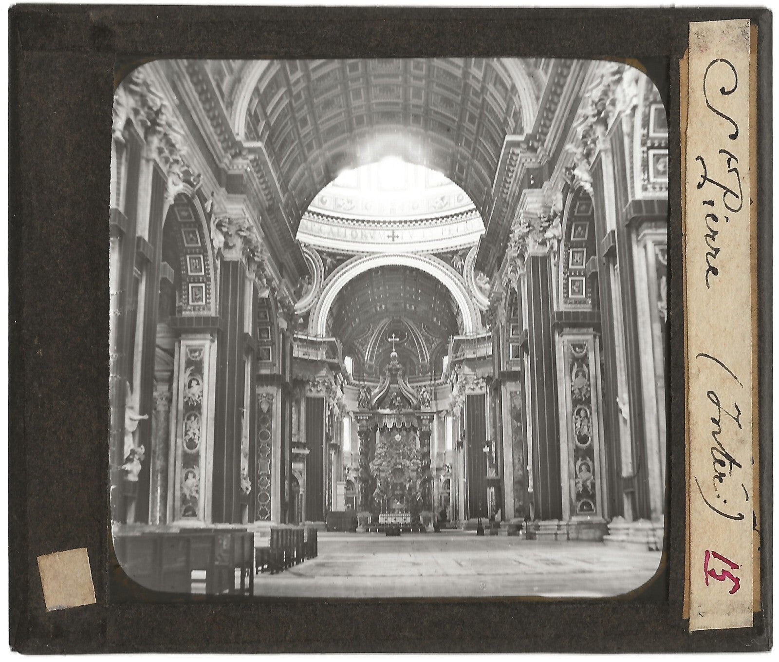 Basilique Saint-Pierre, Rome, Italie, photo plaque de verre, positif 8,5x10 cm