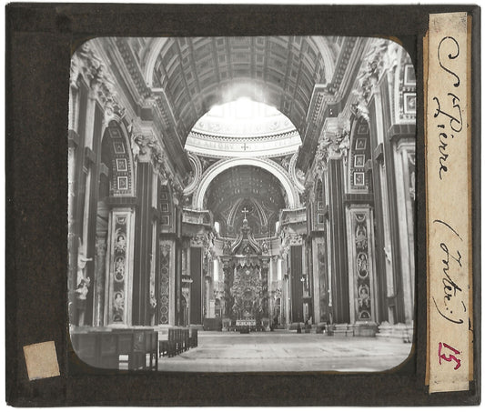 Basilique Saint-Pierre, Rome, Italie, photo plaque de verre, positif 8,5x10 cm