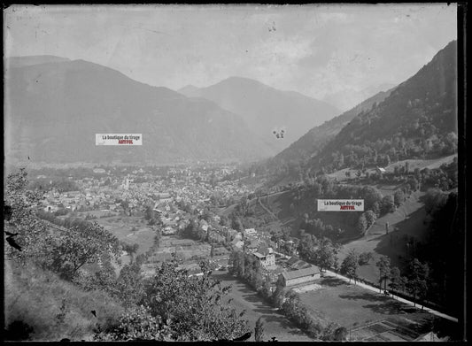 Plaque verre photo ancienne négatif noir et blanc 13x18 cm Luchon Occitanie