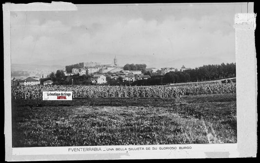 Plaque verre photo vintage négatif noir & blanc 9x14 cm Fuenterrabia 0914037