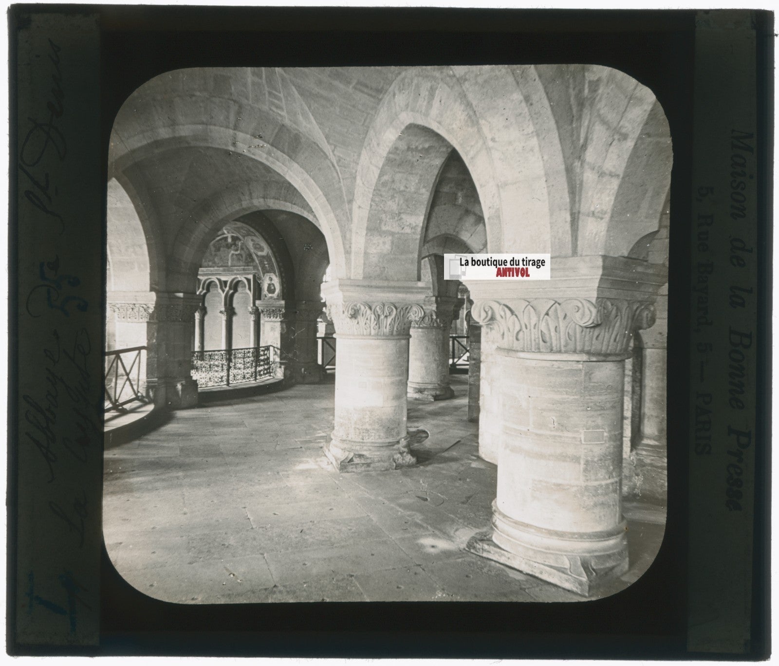 Abbaye de Saint-Denis, photo plaque verre, noir & blanc, positif 8,5x10 cm