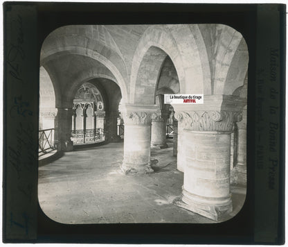 Abbaye de Saint-Denis, photo plaque verre, noir & blanc, positif 8,5x10 cm