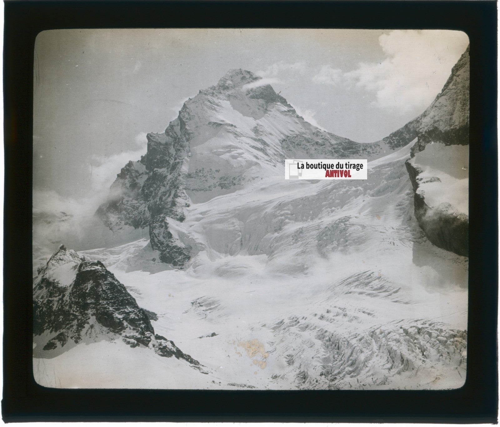 Alpes suisses, Le Cervin, photo plaque verre, noir & blanc, positif 8,5x10 cm