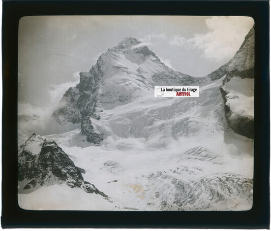 Alpes suisses, Le Cervin, photo plaque verre, noir & blanc, positif 8,5x10 cm