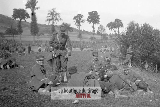 Mailly, camp la Grand'Halte, plaque verre, photo ancienne, négatif 9x12 cm