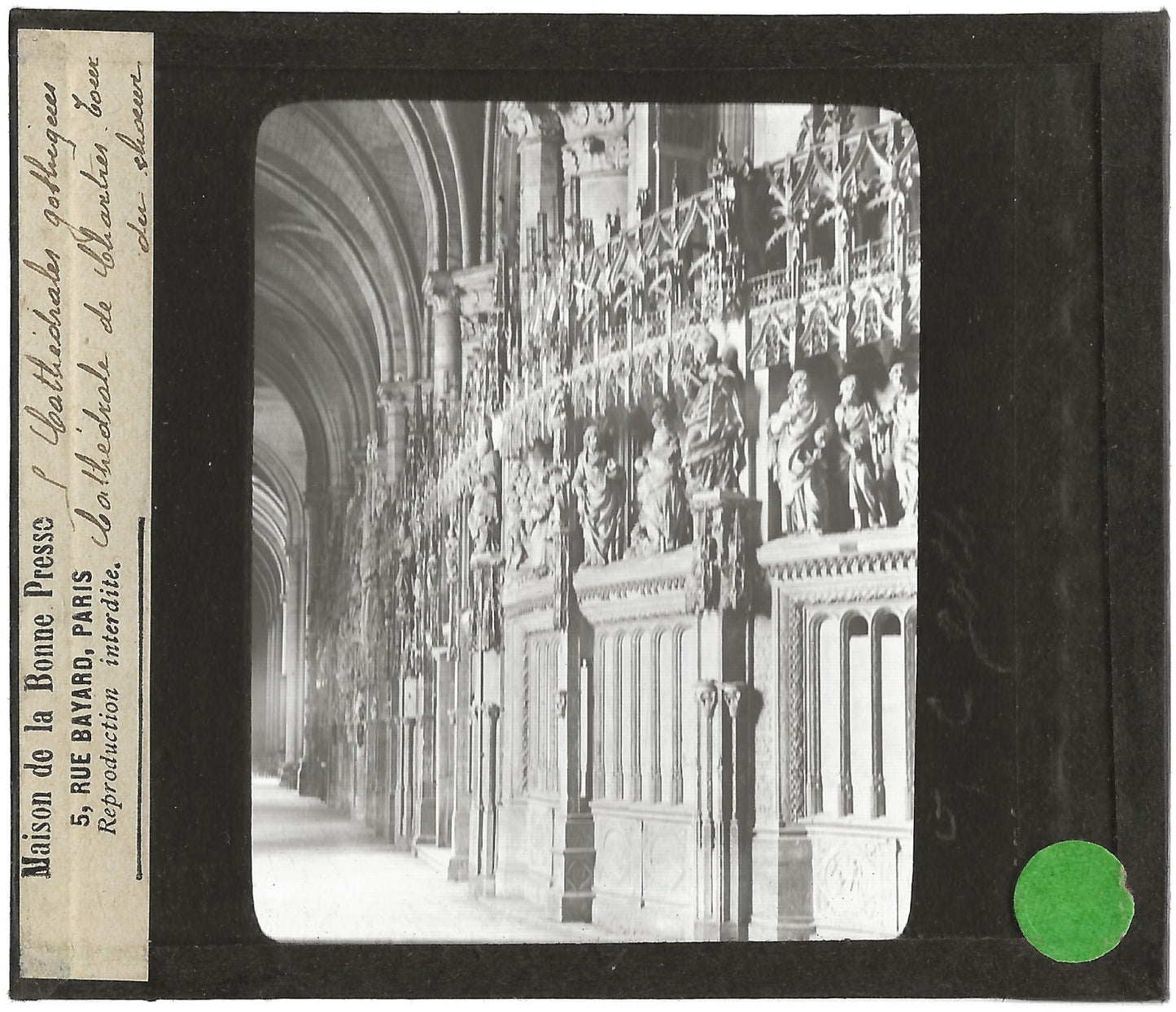Chartres, tour du Choeur, photo ancienne plaque verre, positif 8,5x10 cm