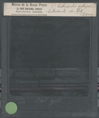 Cathédrale Saint-Etienne de Metz, photo plaque verre, positif 8,5x10 cm