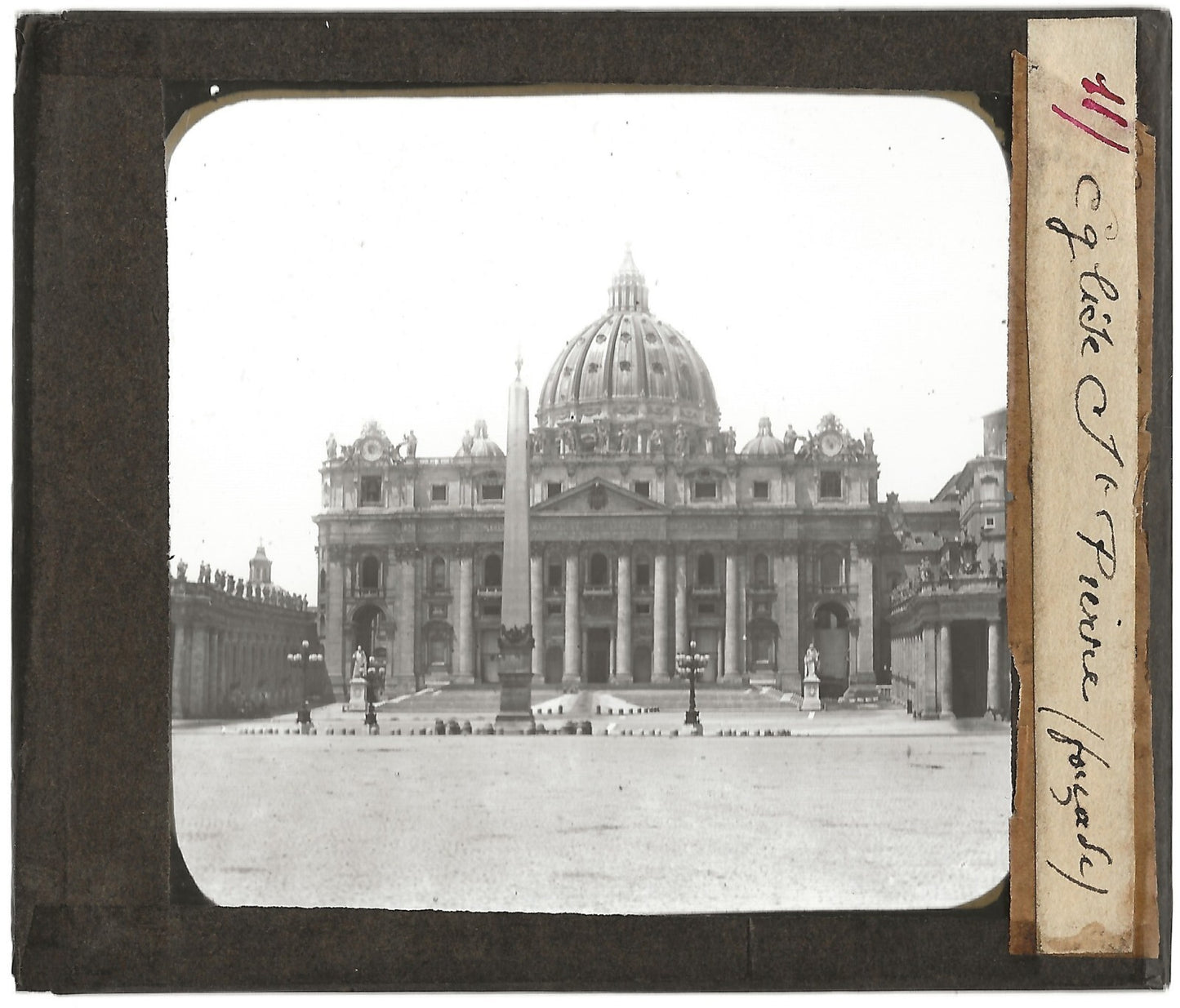 Basilique Saint-Pierre, Rome, photo ancienne plaque de verre, positif 8,5x10 cm