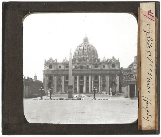 Basilique Saint-Pierre, Rome, photo ancienne plaque de verre, positif 8,5x10 cm