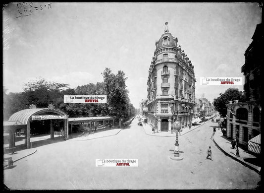 Plaque verre photo ancienne négatif noir et blanc 13x18 cm Vichy Victor Hugo