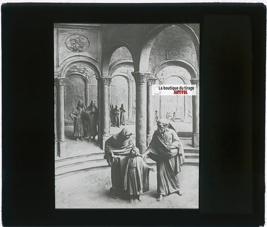 L’Enfant Jésus retrouvé, photo plaque verre, noir & blanc, positif 8,5x10 cm