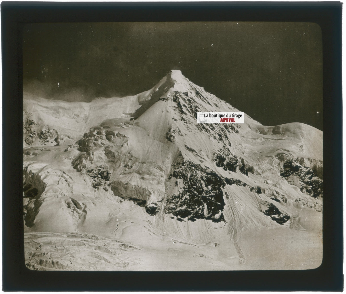 Alpes suisses, montagne, photo plaque verre, noir & blanc, positif 8,5x10 cm