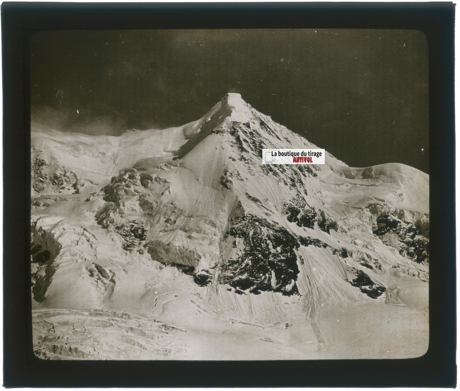 Alpes suisses, montagne, photo plaque verre, noir & blanc, positif 8,5x10 cm
