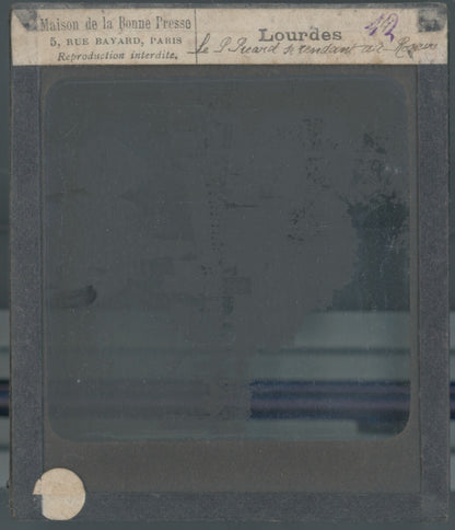 Lourdes, photo ancienne plaque verre, noir et blanc, positif 8,5x10 cm