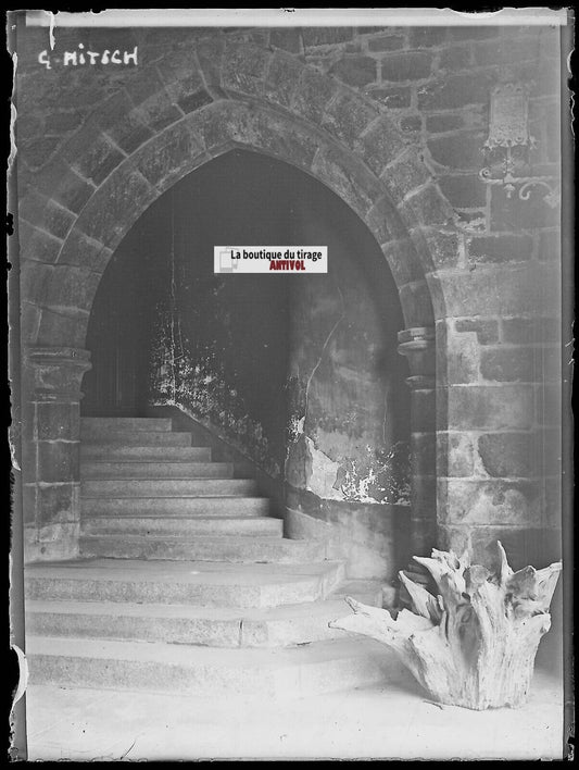 Château Montmuran, Nitsch, Plaque verre photo, négatif noir & blanc 9x12 cm