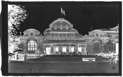Plaque verre ancienne photo négatif noir & blanc 9x14 cm, Vichy, enfants, casino