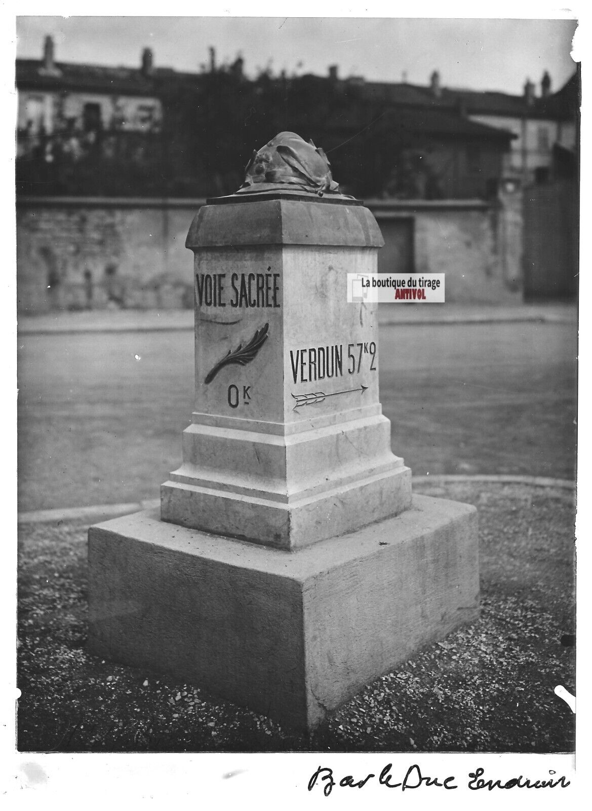 Plaque verre photo ancienne positif noir & blanc 13x18 cm Bar-le-Duc voie sacrée