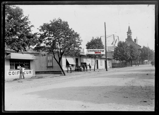 Plaque verre photo ancienne négatif noir et blanc 13x18 cm camp militaire Bitche