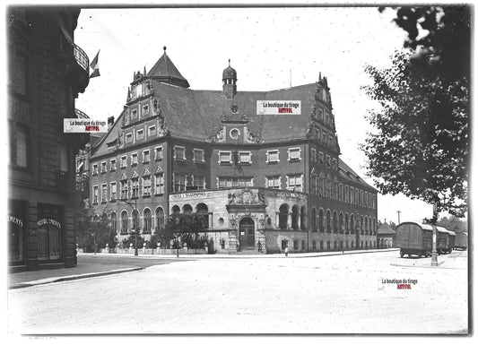 Plaque verre photo ancienne positif noir & blanc 13x18 cm Thionville La Poste