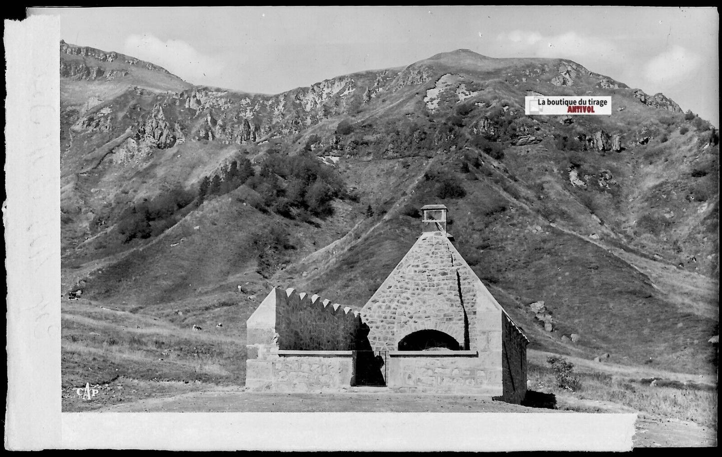 Plaque verre photo négatif noir & blanc 9x14 cm, Mont-Dore, Buron Val de Courre