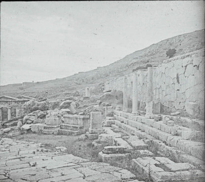 Temple d'Apollon, Delphes, Grèce, photo ancienne plaque verre, positif 8,5x10 cm