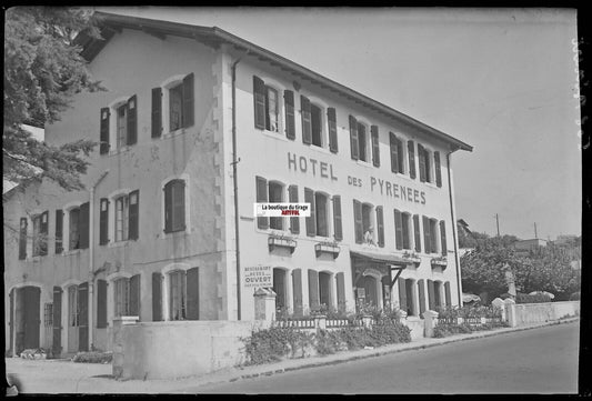 Bidart, hôtel des Pyrénées, Plaque verre photo, négatif noir & blanc 10x15 cm