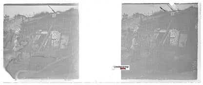 Bataille Somme, Plaque verre stéréo, positif ancien noir & blanc 4,5x10,7 cm