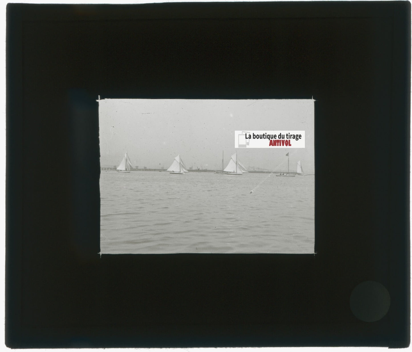 Japon, Bateaux, voiliers, photo plaque verre, noir & blanc, positif 8,5x10 cm