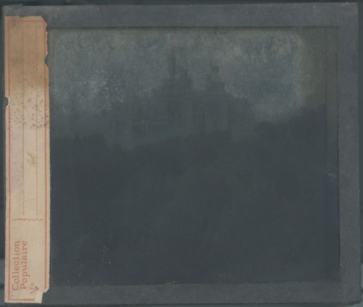 Château de Pierrefonds, photo ancienne plaque verre, noir & blanc, 8,5x10 cm