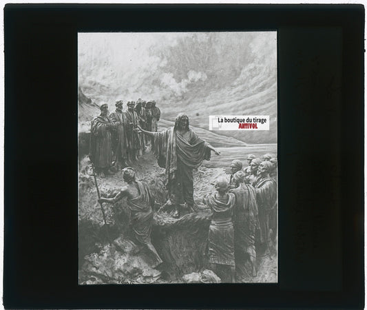 La Vocation des Apôtres, photo plaque verre, noir & blanc, positif 8,5x10 cm