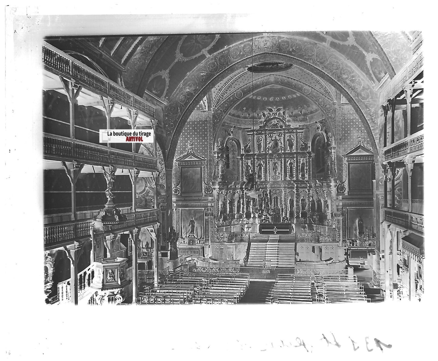 Saint-Jean-de-Luz, église, Plaque verre photo, négatif noir & blanc 9x12 cm