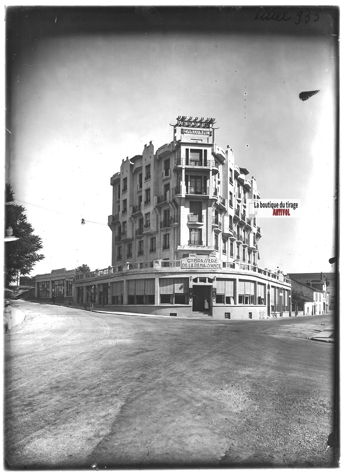 Plaque verre photo positif noir & blanc 13x18 cm Vittel Vosges brasserie France