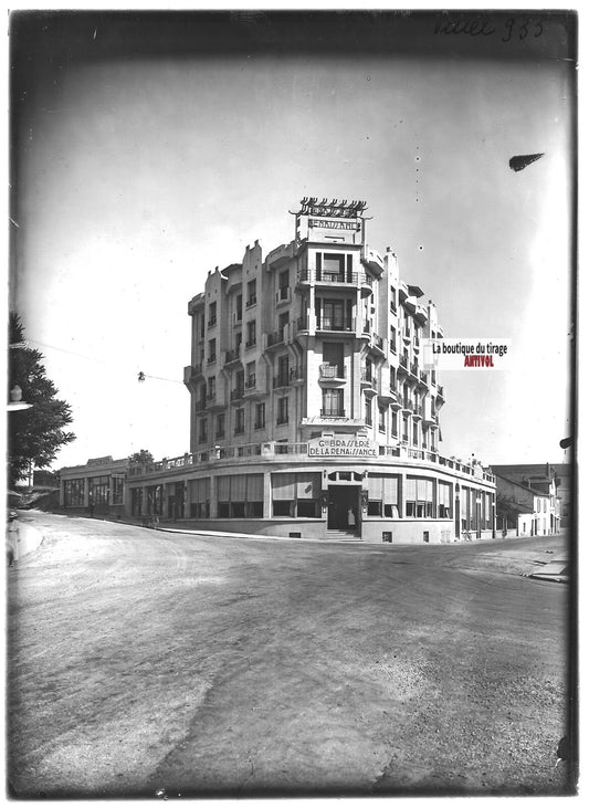 Plaque verre photo positif noir & blanc 13x18 cm Vittel Vosges brasserie France