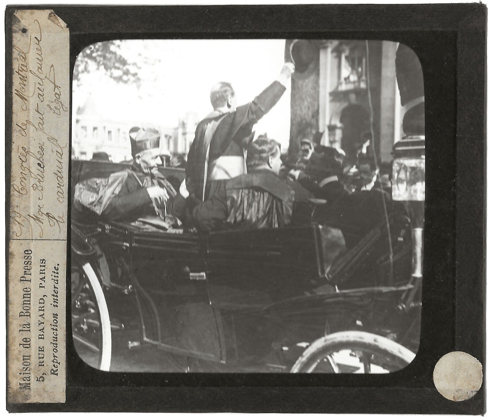 Bruchesi, calèche, Congrès Montréal, photo plaque de verre, positif 8,5x10 cm