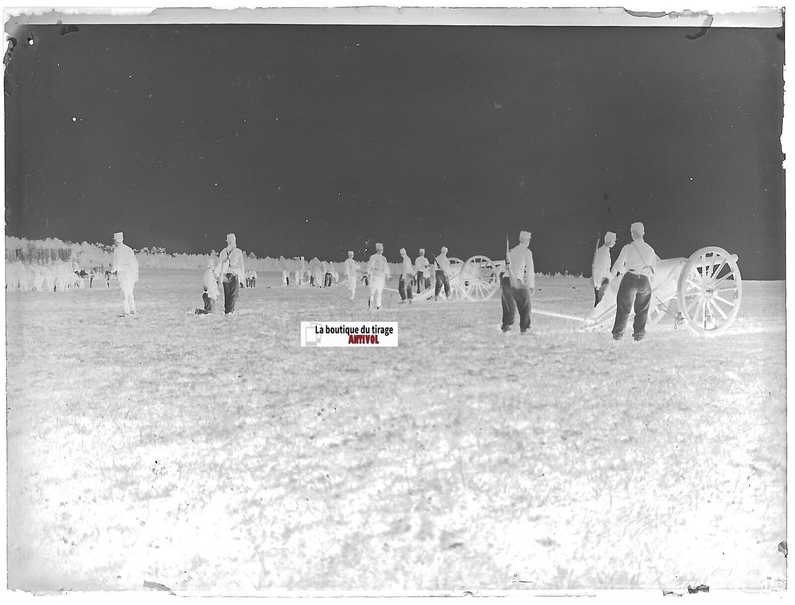 Camp militaire Meucon, Plaque verre photo ancienne, négatif noir & blanc 9x12 cm